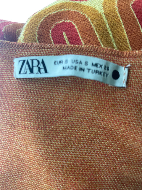 Blusa Zara Estampado Sin mangas Naranja - Talla S