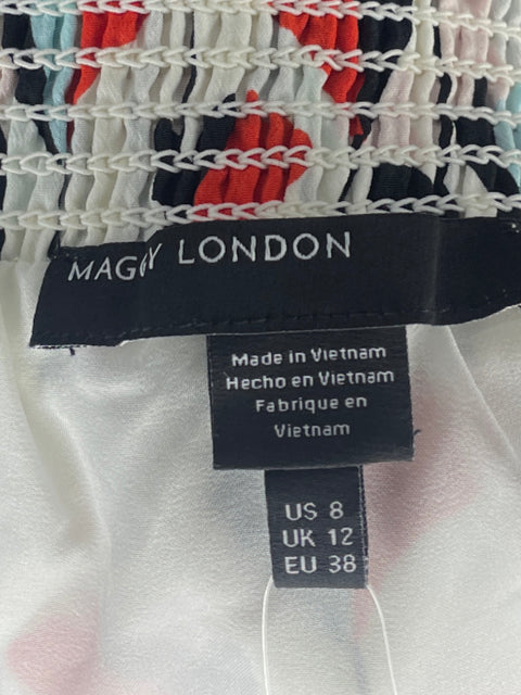 Vestido Maggy London Floral Manga larga Blanco - Talla 8