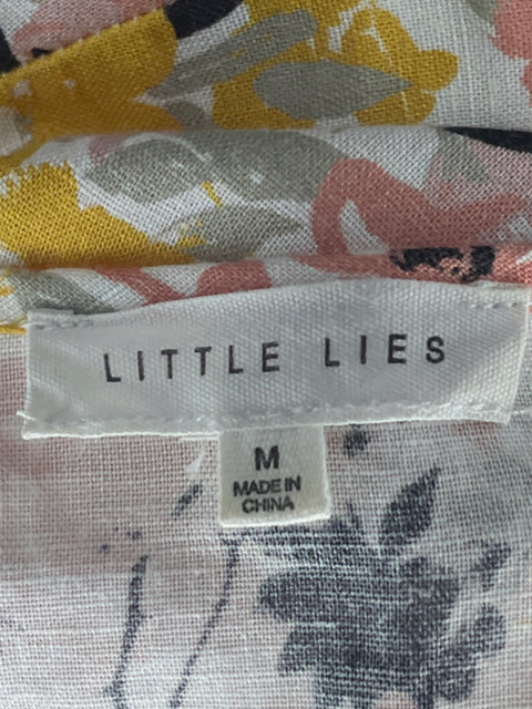 Vestido Little Lies Floral Sin mangas Lino Rosado - Talla M