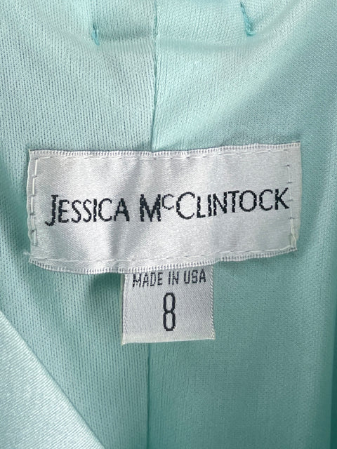 Vestido Jessica Mcclintock Fruncido Sarinado Mini Azul - Talla 8