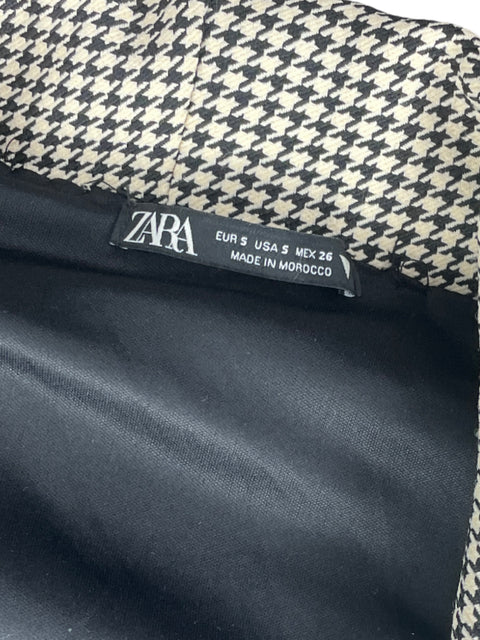 Vestido Zara Estampado Cuello redondo Cruzado Algodón Negro - Talla S