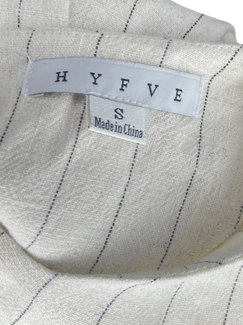 Vestido Hyfve Rayas Sin mangas Midi Lino Beige - Talla S