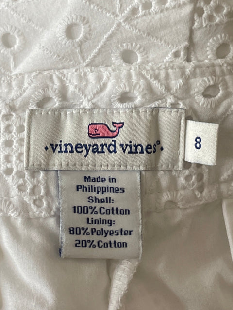 Short Vineyard Vines Eyelet Algodón Blanco - Talla 8