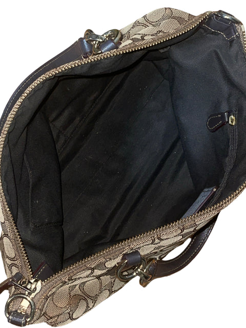 Cartera Kelsey De Coach En Lona Con Diseño De Firma Y Ribete De Cuero Marrón Tela Marrón - Talla U