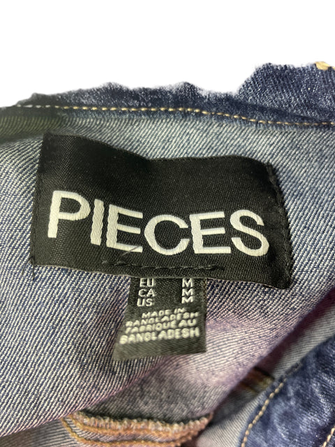 Vestido Pieces Camisero Manga larga Azul - Talla M