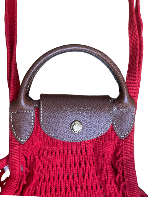 Cartera Longchamp Le Pliage Filet Mesh Algodón Rojo - Talla U