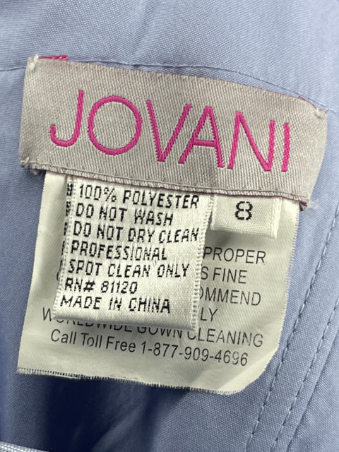Vestido De Fiesta Jovani Satinado Azul - Talla 8