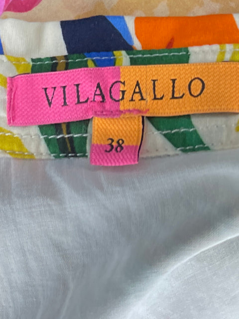 Vestido Vilagallo Mini Camisero Algodón Azul - Talla 38