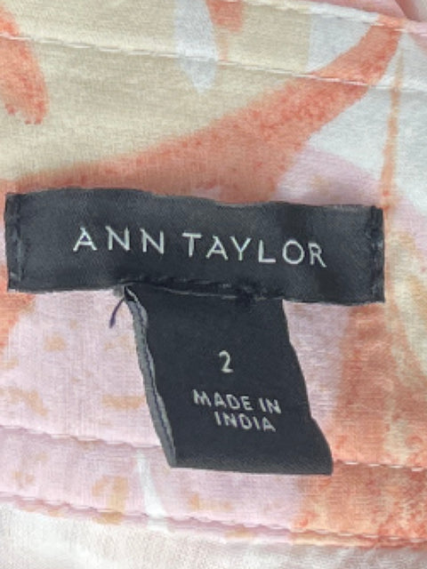 Set Ann Taylor Blusa+falda Estampado Algodón Naranja - Talla 2