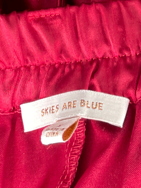 Pantalón Skies Are Blue Pinzas Satinado Rojo - Talla 2