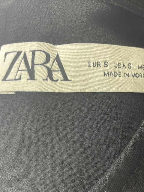 Vestido Zara Mini Pinzas Ajustado Negro - Talla S
