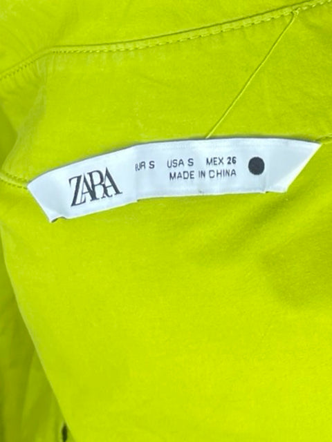 Vestido Zara Camisero Eyelet Verde - Talla S