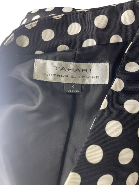 Conjunto Tahari Blazer/falda Puntos Cruzado Negro - Talla 6