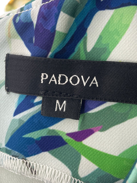 Blusa Padova Estampado de piña Sin mangas Ruchas Verde - Talla M