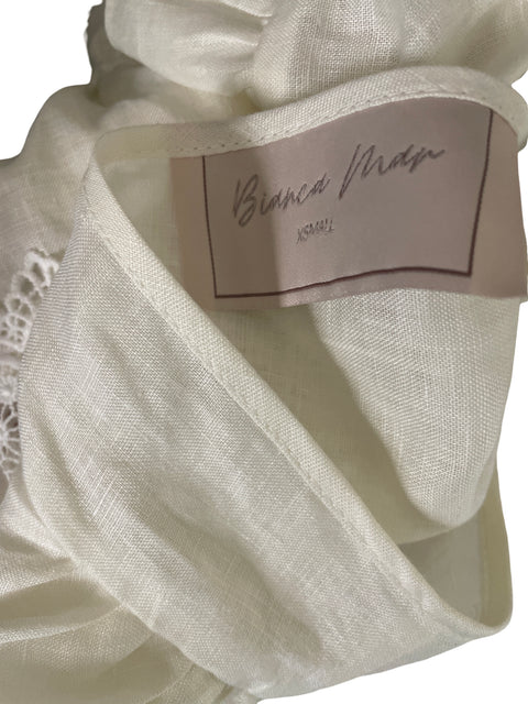 Conjunto Bianca Mar Liso Short/blusa Abullonado Ruchas Beige - Talla XS
