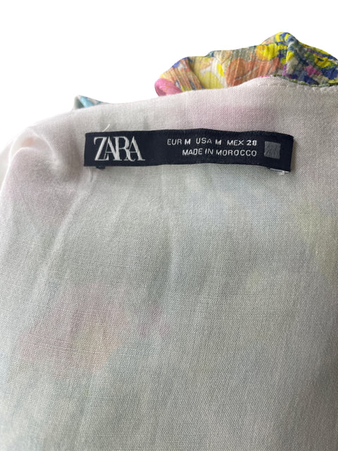 Vestido Zara Estampado Suelto Azul - Talla M