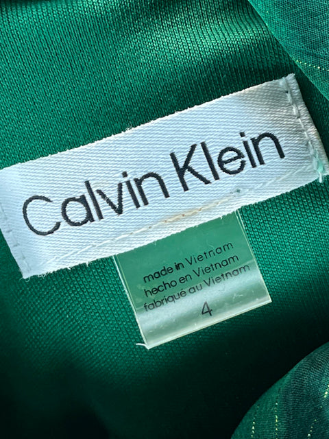 Vestido Calvin Klein Midi Metalizado Verde - Talla 4