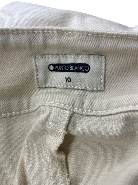 Pantalón Punto Blanco Bolsillo Recto Beige - Talla 10