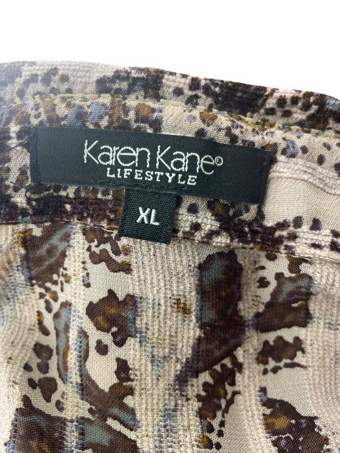 Blusa Karen Kane Estampado Botones Marrón - Talla XL