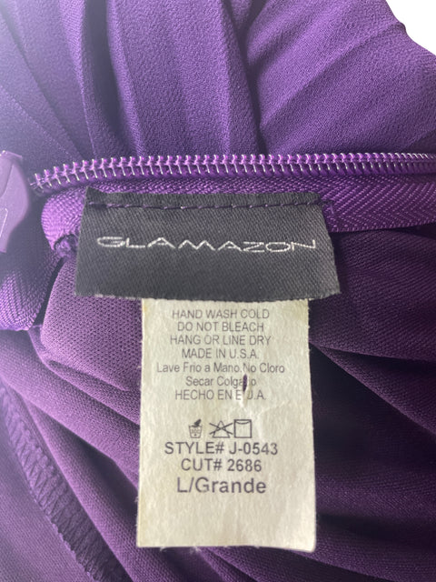 Vestido Glamazon Maxi Plisado Pedreria Morado - Talla L