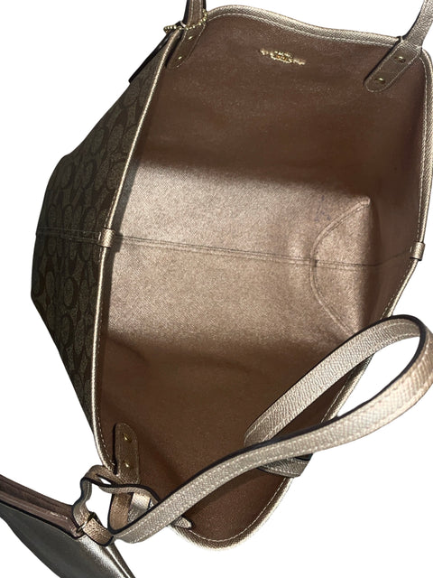 Cartera Coach Reversible City Tote Dorado - Talla U