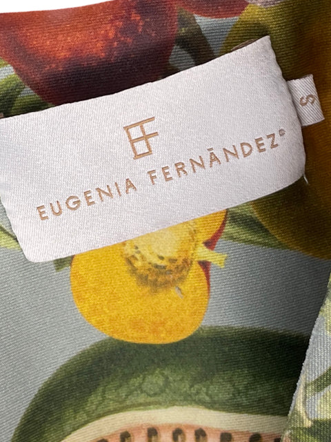 Vestido Eugenia Fernandez Estampado Tropical Midi Verde - Talla S