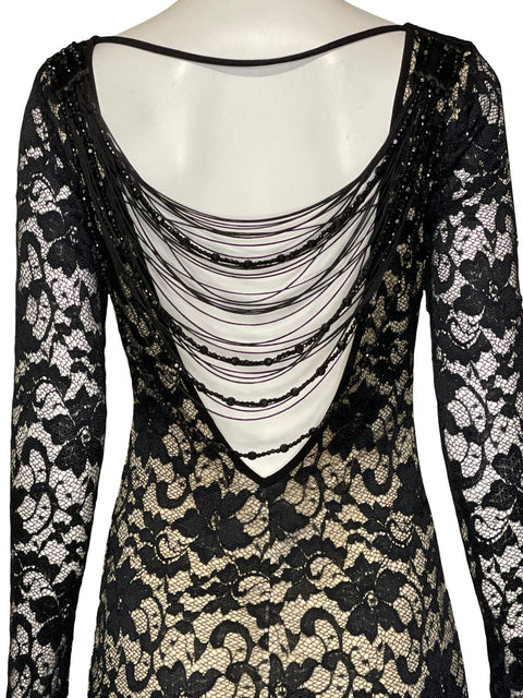 Vestido Sentimental Ny Encaje Negro - Talla M