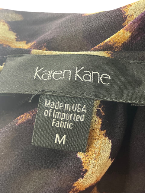 Blusa Karen Kane Estampado Transparente Manga larga Marrón - Talla M