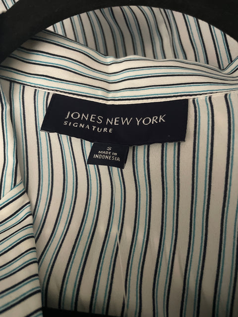 Blusa Jones New York Rayas Cuello v Manga larga Azul - Talla S
