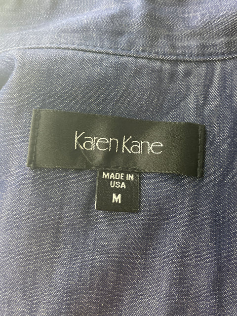 Blusa Karen Kane Tejida Transparente Jeans Azul - Talla M