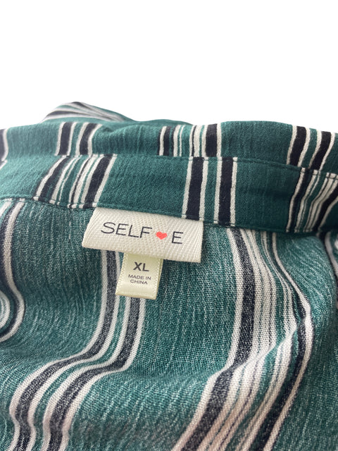 Blusa Self E Rayas Botones Manga larga Verde - Talla XL