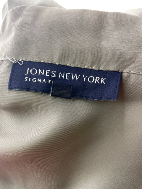 Blusa Jones New York Ruchas Manga larga Cuello v Gris - Talla L