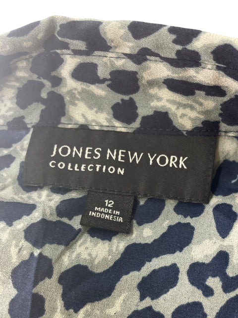 Blusa Jones New York Animal print Manga larga Negro - Talla 12