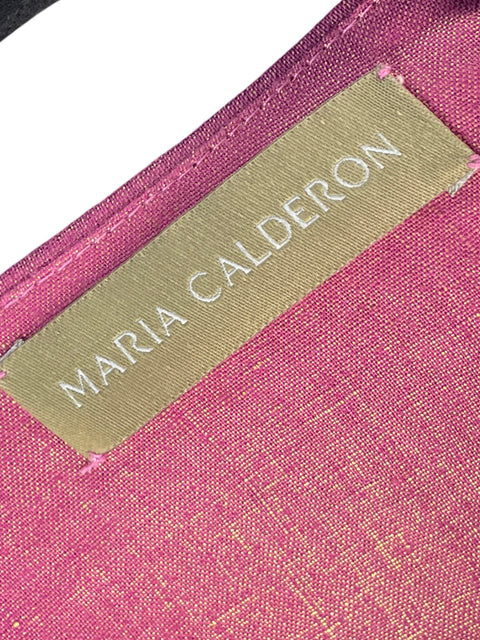 Top María Calderon Burdeos Con Volantes Metalizado Rosado - Talla M
