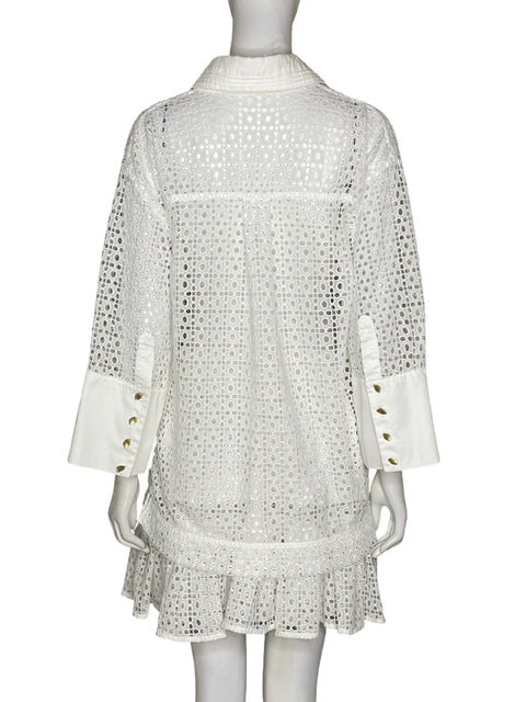 Vestido Aje Midi Encaje Blanco - Talla 10