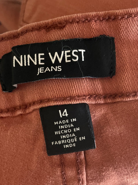 Pantalón Nine West Bordado Granercy Skinny Marrón - Talla 14