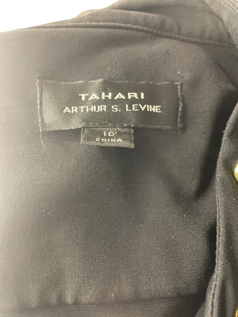 Vestido Tahari Manga larga Suelto Cadenas Negro - Talla 10
