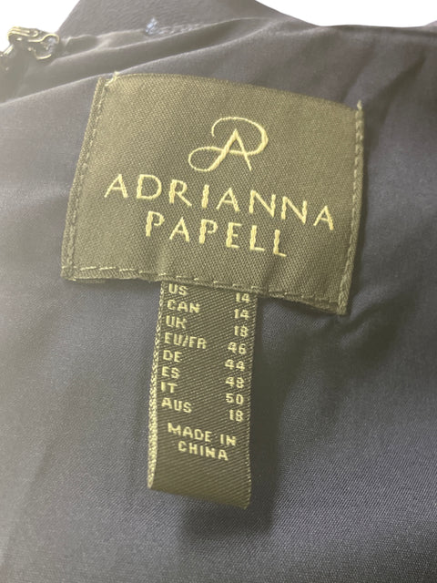 Vestido Adrianna Papell Cold shoulder Cuello v Azul - Talla 14