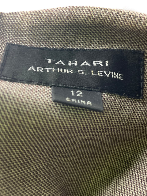 Vestido Tahari Cuello redondo Manga corta Gris - Talla 12