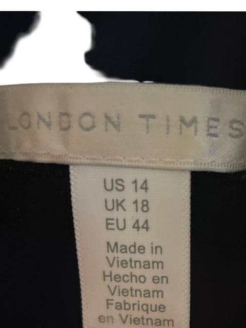 Vestido London Times Lunares Cuello v Cruzado Azul - Talla 14