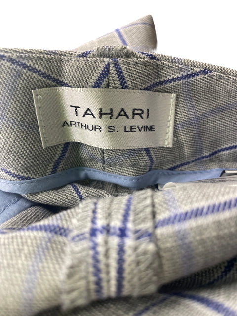 Pantalón Tahari Cuadros Recto Doblado Gris - Talla 14