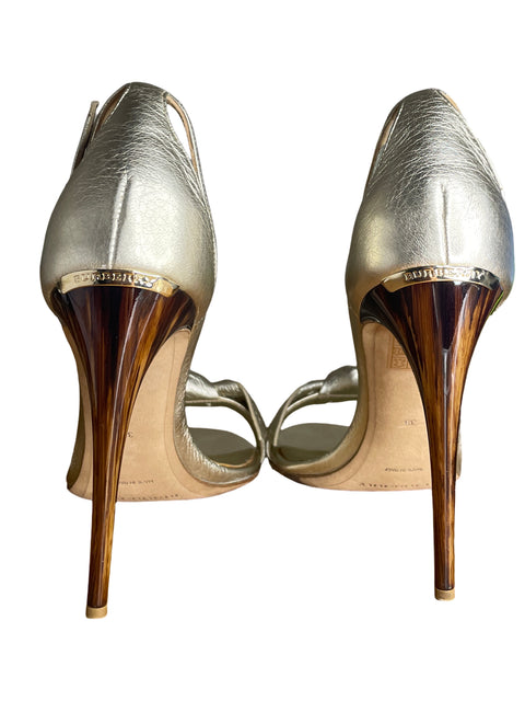 Zapato Burberry Knot Tacón alto Metalizado Plateado - Talla 5