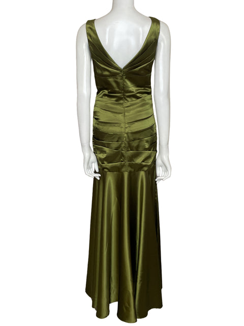 Vestido Aspeed Plisado Satinado Verde - Talla S