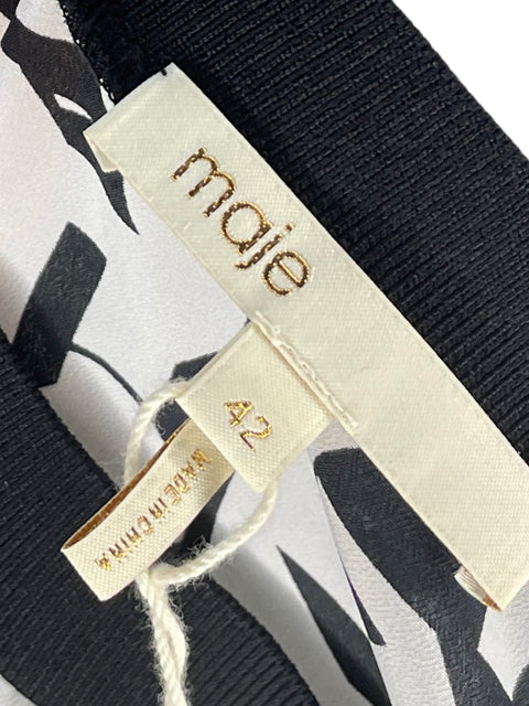 Vestido Maje Estampado Plisado Negro - Talla 42