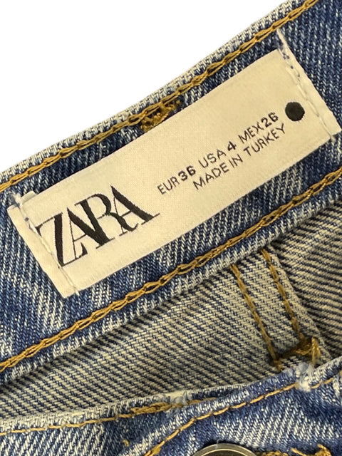 Jean Zara Bota Ancha Azul - Talla 36