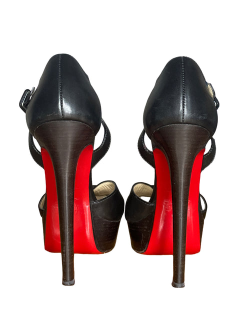 Sandalia Christian Louboutin Cross Me Tacón alto Negro - Talla 36