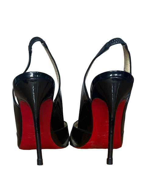 Sandalia Christian Louboutin Charol Negro - Talla 36