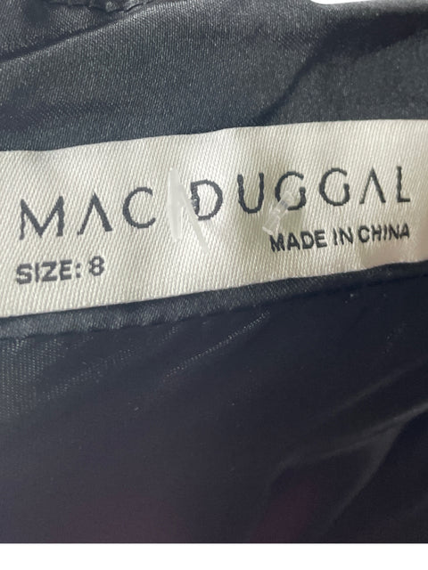 Vestido De Fiesta Mac Duggal Ruchas Tiras Cruzado Negro - Talla 8