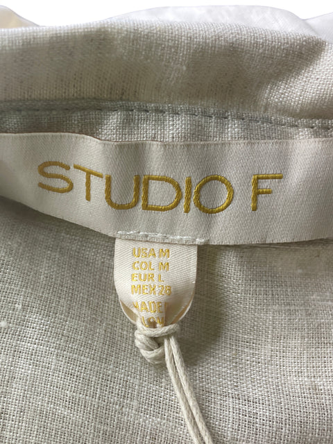 Blusa Studio F Manga larga Liso Botones Beige - Talla M