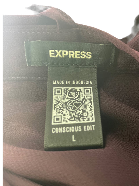 Blusa Express Liso Manga larga Transparente Marrón - Talla L